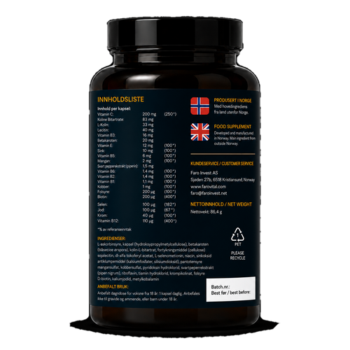 FaroVital Betakaroten Premium 20 mg 120 kapsler – bakside