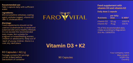 FaroVital Vitamin D3 + K2 – 90 Capsules